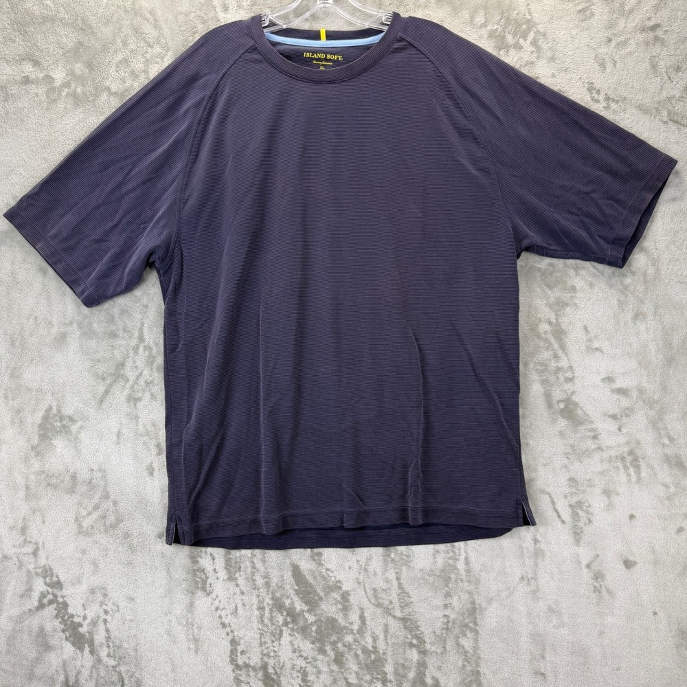 Tommy Bahama Island Soft Mens XL Purple Ribbed Raglan Short Sleeve T-Shirt